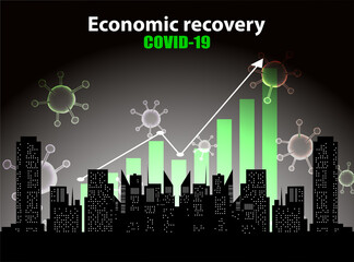 Economic recovery after epidemic situation covid-19. Vector illustration