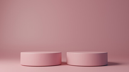 Step cube podiums on pink background. Abstract minimal scene with geometrical. Modern pedestal show cosmetic products presentation. Mock up design empty space. studio platform template. 3d render