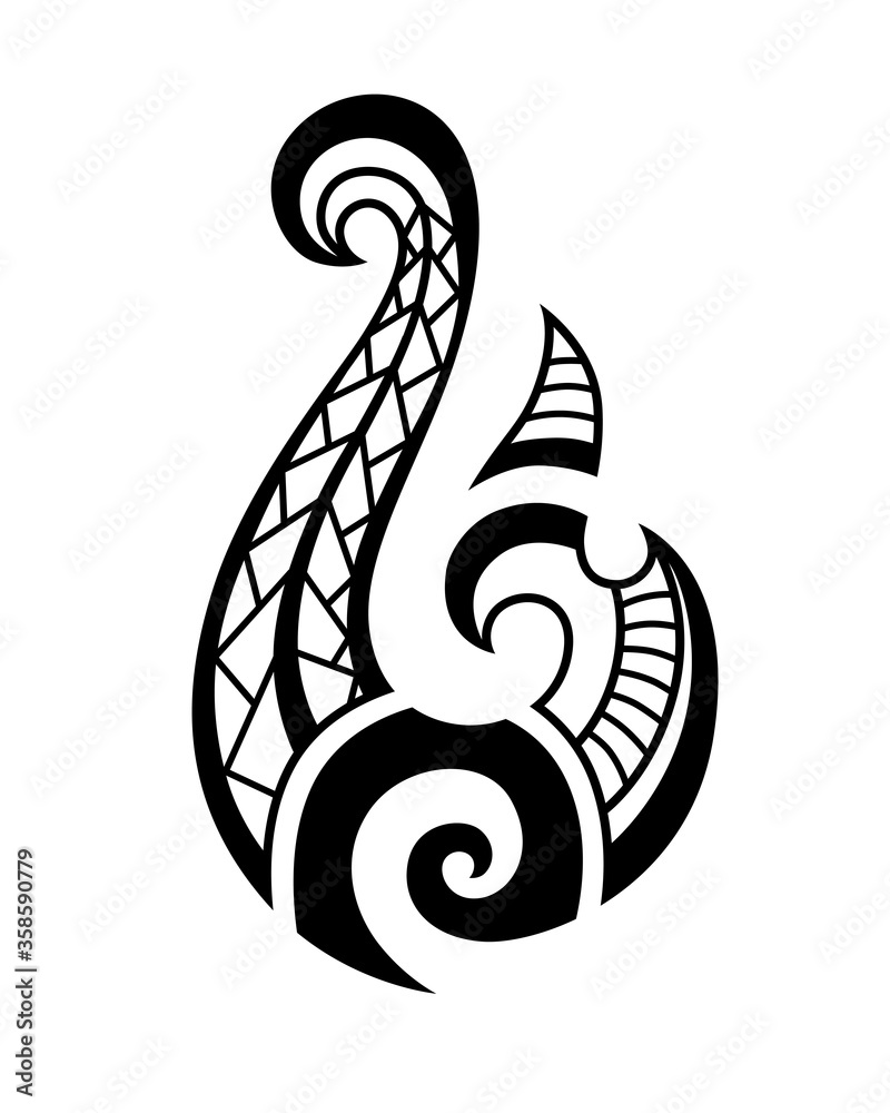 Wall mural Maori tattoo style fish hook. Bone matau. Hei matau.