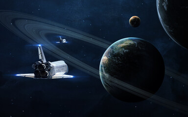 Obraz na płótnie Canvas Spaceships in outer space