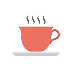 A cup of coffee or hot tea icon in flat design style. Coffee mug sign.