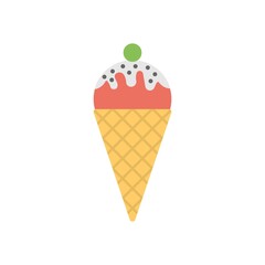 Ice cream icon in flat design style. Dessert sign.