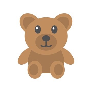 Toy bear icon in flat design style isolated on white background.