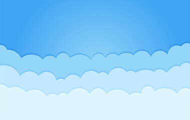 Paper cut clouds in the blue sky. Vector illustration