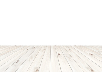 empty wooden table on white background