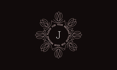 Elegant calligraphic ornament with the letter J. Monogram in brown. Business sign is identical for a boutique, jewelry, restaurant, cafe, hotel, labels.