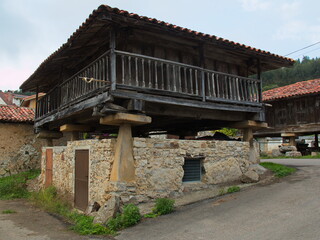 Horreo, the traditional granary in the village La Isla in Asturias,Spain,Europe
