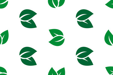 Summer seamless pattern with green leaves.