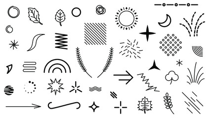 Obraz premium Set Black Collection Line Abstract Doodle Elements Vector