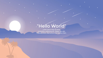 Premium vector banners with polygonal landscape illustration background.