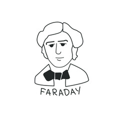 Linear portrait of the scientist Faraday.