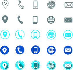 5 different contact information web icon, all 25 icons in vector format