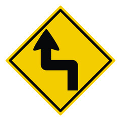 sharp double curve, curve to left, curve to right, double curve, traffic sign vector
