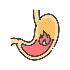 Stomach disease line color icon. Human organ concept. Sign for web page, mobile app, button, logo. Vector isolated element. Editable stroke.