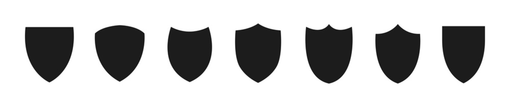 Shield icon set. Protection flat sign.