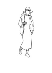 Drawings line, young boy modeling poses