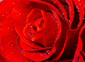 red rose with water drops macro