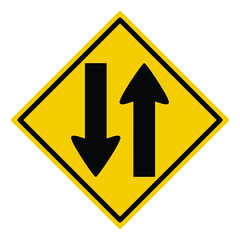 two ways sign, parallel way, traffic sign vector