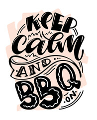 Bbq fun slogan, great design for any purposes. Lettering for family dinner design. Funny print, poster and banner with phrase about barbeque. Summer card. Vector illustration