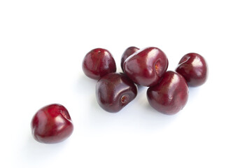 Ripe sweet cherry berries bunch on a white background. Isolate