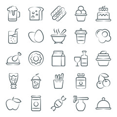 
Food and Drinks Doodle Icons Pack 
