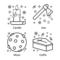 
Spooky Halloween line Icons Pack 
