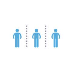Social distancing between human avatars flat style icon vector design