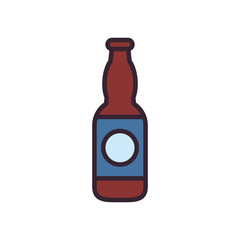 Beer bottle line and fill style icon vector design
