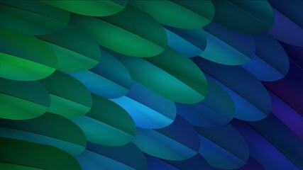 Vector background with green and purple feathers closeup © lidiia