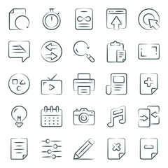 
User Interface Media Doodle Icons Pack 
