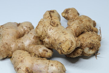 fresh ginger isolated on white background