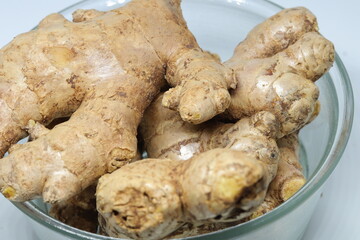 fresh ginger isolated on white background