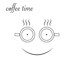 Coffe time isolated icon on white background, 400 coffee set, company name, banner