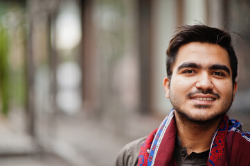 Indo pakistani man wear traditional clothes achkan or sherwani.