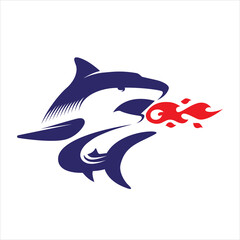 Shark Vector Logo | Fire, Shark Fire, Hot Shark, Shark Bite, Illustration