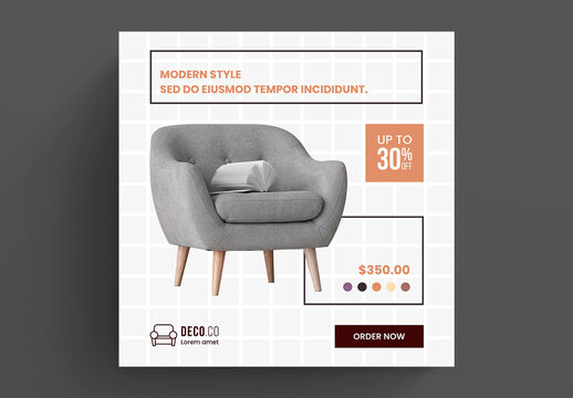 Furniture Sale Social Media Post Layout with Rectangle Elements