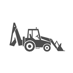 Backhoe loader icon. Heavy machinery. Image for industrial or construction industry. Vector  illustration