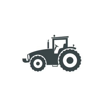 Wheel tractor icon. Heavy machinery. Black logo on a white background. Vector  illustration