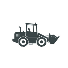 Front-end loader icon. Heavy machinery. Large transport equipment for work. Vector  illustration