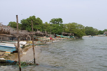Fototapeta premium fishing boats on the beach