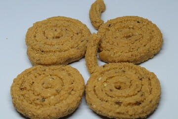  Indian street food Murukulu or Roasted Gram Dal Flour Fritters
