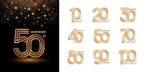 Set of 10 to 100 Anniversary logotype design, Years Celebrate Anniversary Logo
