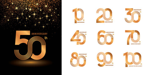 Set of 10 to 100 Anniversary logotype design, Years Celebrate Anniversary Logo