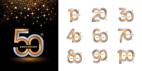 Set of 10 to 100 Anniversary logotype design, Years Celebrate Anniversary Logo