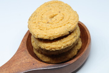  Indian street food Murukulu or Roasted Gram Dal Flour Fritters