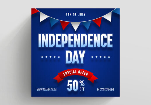 Independence Day Sale Social Media Post Layout with Red Accents