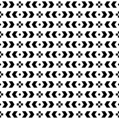 Seamless tribal black and white pattern. Ethnic vector ornament geometric
