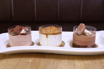 Three types of chocolate cakes