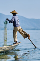 Myanmar fisher man on the Inle lake