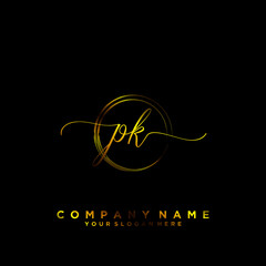 PK Initial handwriting logo vector	
